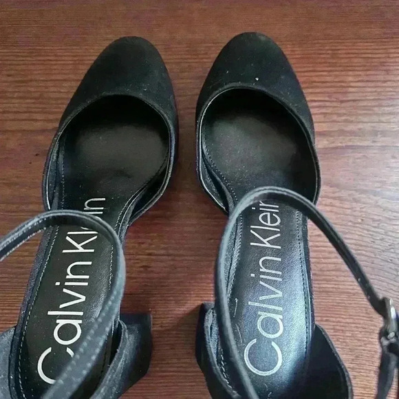 Calvin Klein Womens Sabin 2 Suede Platform Heels Leather Black Size 9.5 New - Picture 9 of 11